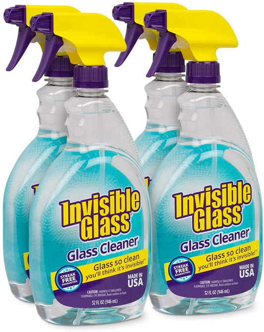 92194-4PK Premium Glass and Window Cleaner for Auto and Home Cleans Glass, Windows, Glass Cooktops, Patio Doors, and More, Streak-Free, Ammonia-Free, Tint-Safe, 32 Fl Oz, Pack of 4
