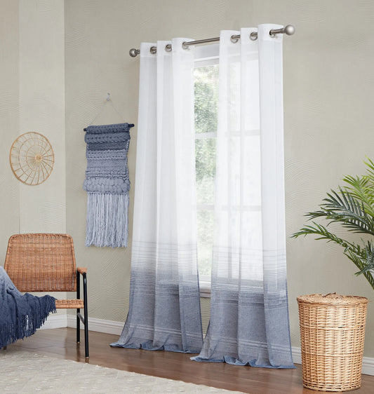 Linea 76" X 84" Linen-Look Ombre Grommet Panel Pair in Navy