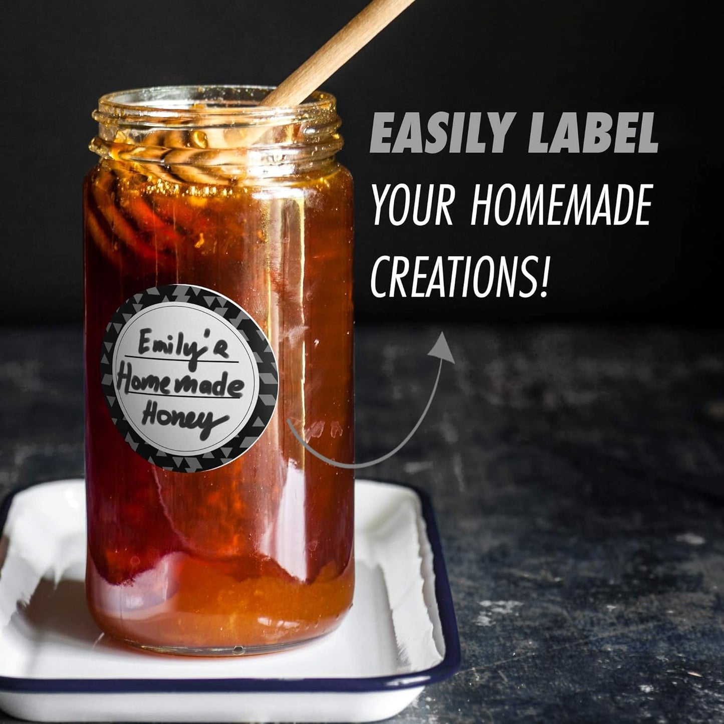 Canning Labels Dissolvable Stickers for Mason Jars and More (2" round 200/Roll) Canning Supplies Washes off in Seconds like Magic - Jar Labels Homemade Jam, Jelly, and More (Slate)